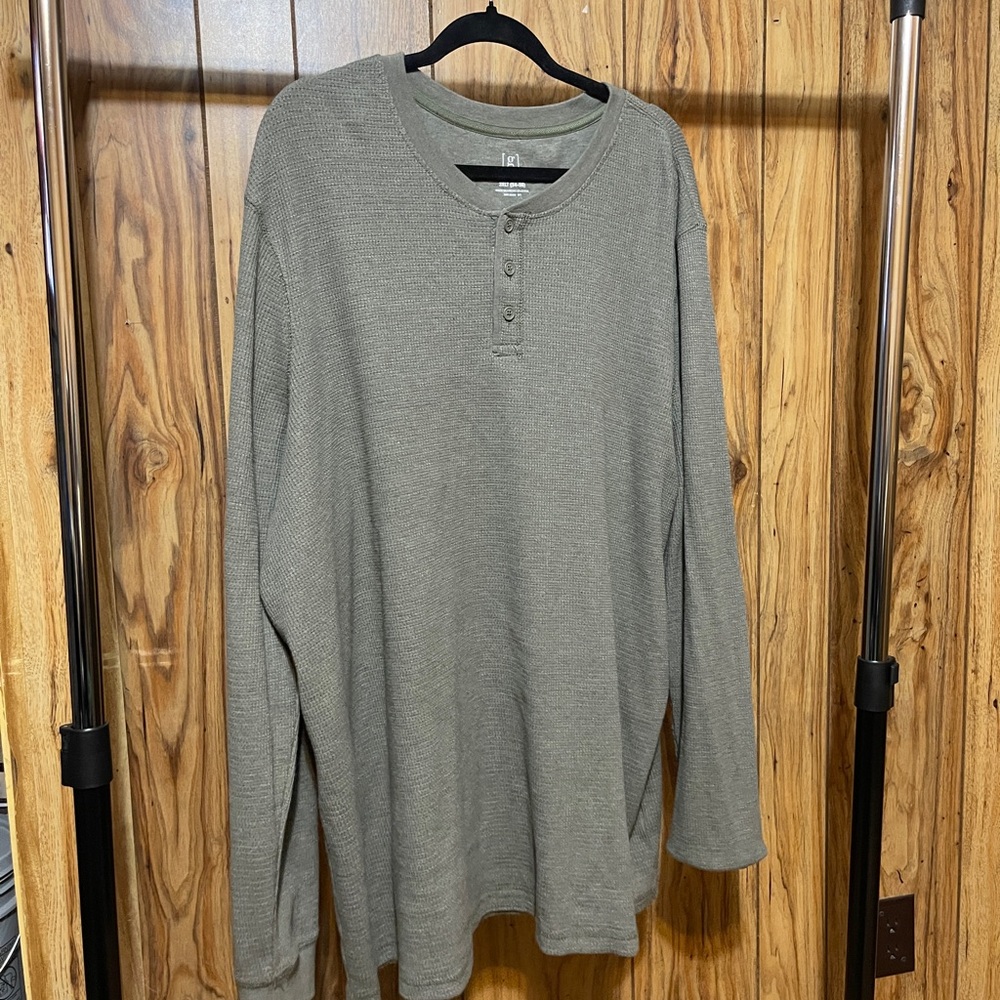 Men's Green Henley Shirt 3xlt